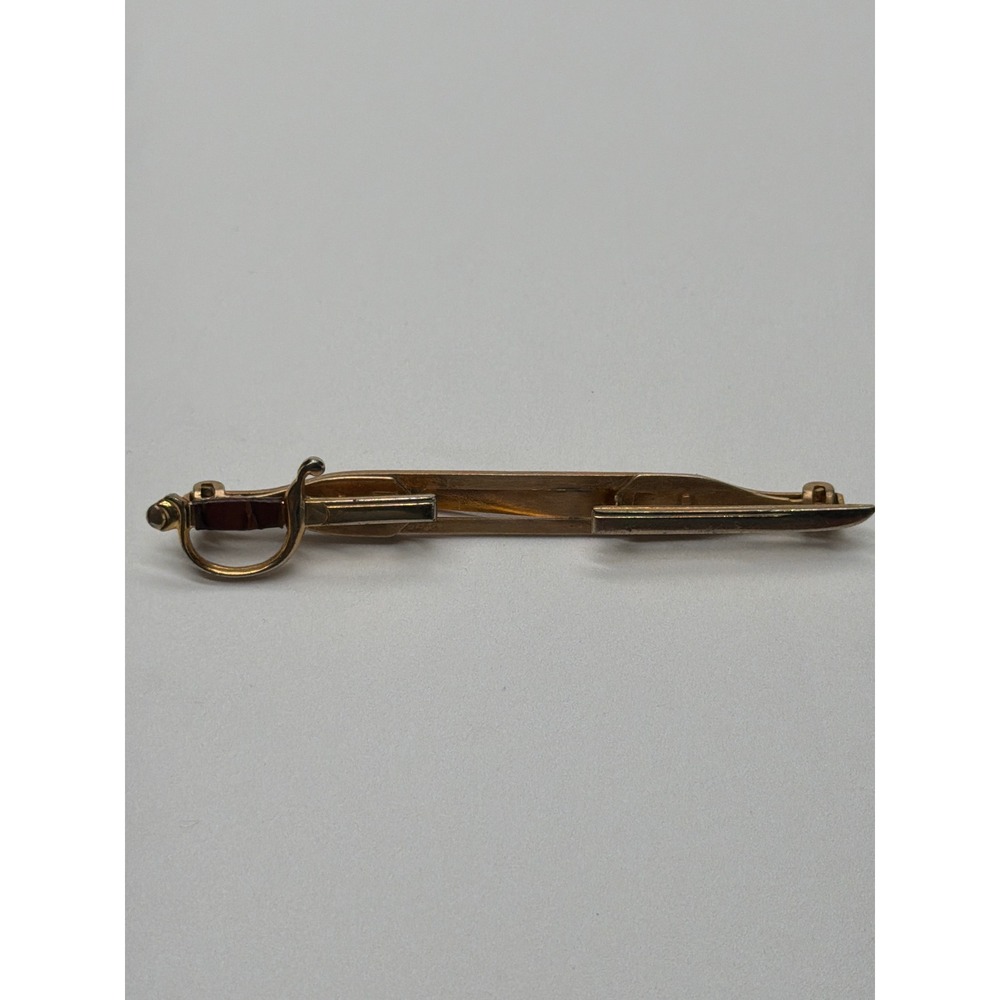 Anson Vintage Gold Tone Sword Tie Bar Scabbard Novelty Mens Accessory